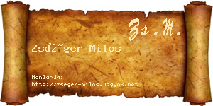 Zséger Milos névjegykártya