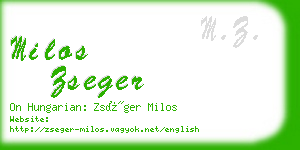 milos zseger business card